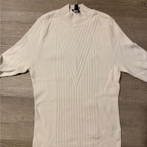 White Ribbed Knit Sweater
